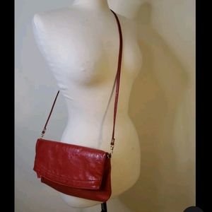 bags by pinky genuine leather fold over crossbody purse red